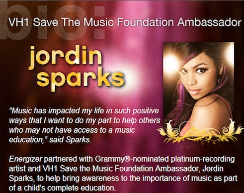 Energizer Vh1 Save The Music Foundation Jordin Sparks Banner Energizer Vh1 Save The Music Foundation Jordin Sparks Banner