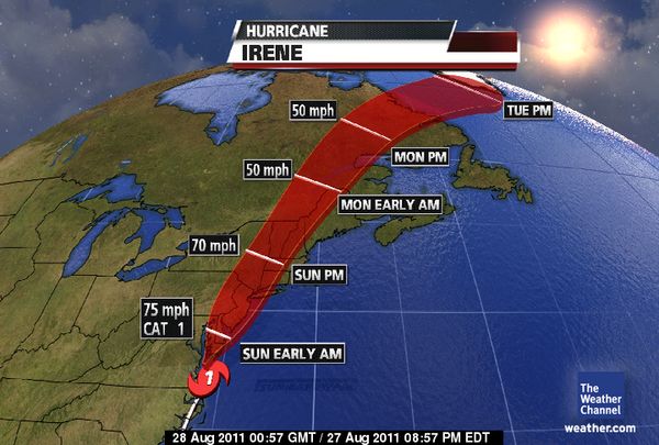 082711 Hurricane Irene Path Weather Channel map