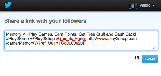 Play2shop Tweet