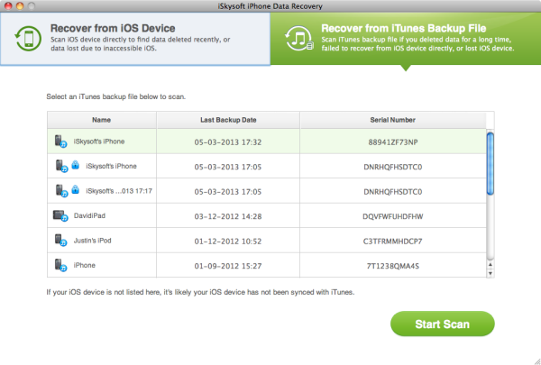 iSkysoft iPhone Data Recovery Software