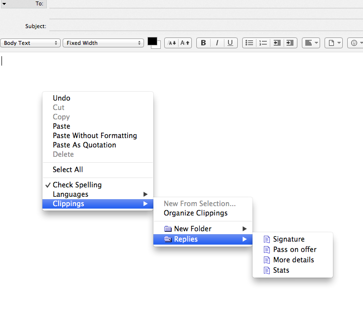 Clippings Right-click Thunderbird