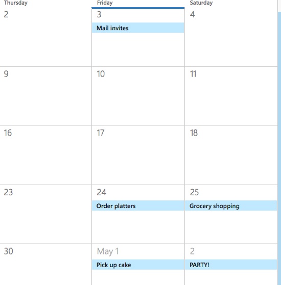 organizing and party planning with Office 365 Home