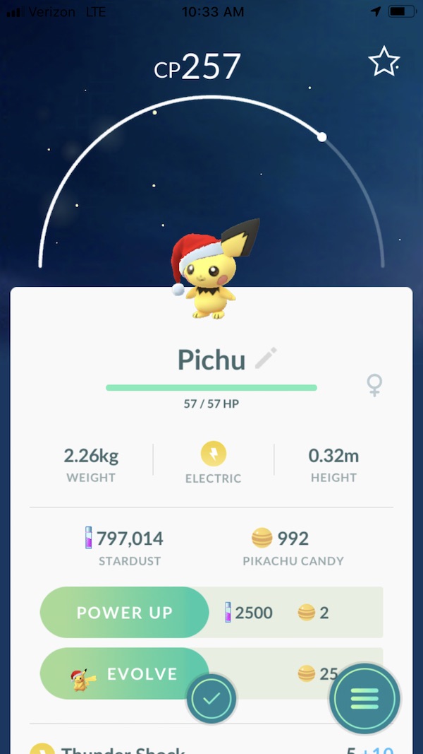 Pokemon GO Santa Hat Pichu